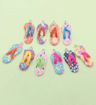 Chanclas Fimo Arcilla Colgante Dijes -9 PIEZAS  Foto 1 de 3