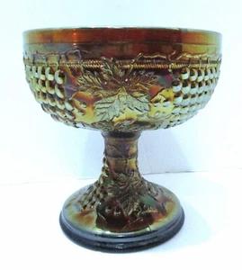 Northwood Grape & Cable Amethyst Carnival Glass Compote No Lid - Picture 1 of 8