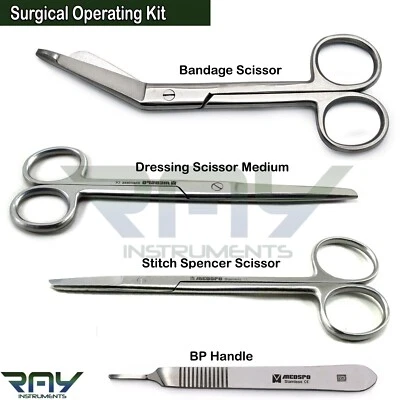 4 Pcs Medical First Aid Suture Dressing Scissors BP Handle Surgical Instruments - Image 1 of 4