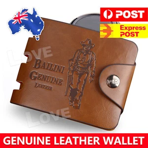 OZ Genuine Leather cowhide Mens Wallet Brown Business Credit Card Holder Stylish - Picture 1 of 10