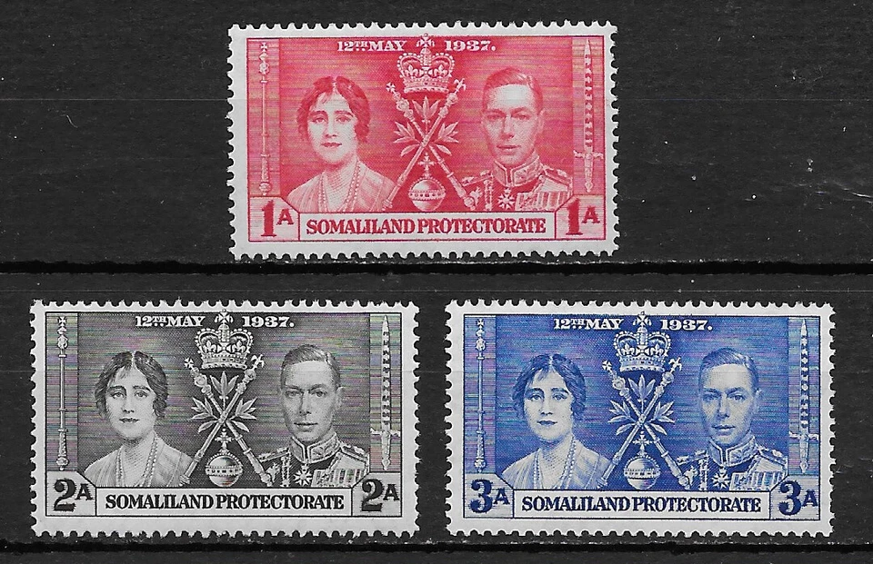 SOMALILAND PORTECTORATE , GEORGE VI , CORONATION , 1937 , SET OF 3 STAMPS , MNH - Image 1 of 1
