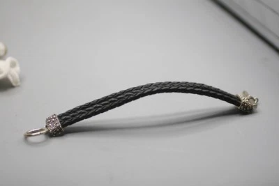 MICHAEL DAWKINS STARRY NIGHT BRAID BLACK LEATHER STERLING SILVER  BRACELET  P11 - Image 1 of 4