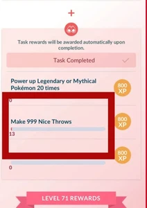 Pokemon Level Up Task✔️999 Nice/Great or Excellent Throws Fast GO ✔️  - Picture 1 of 2