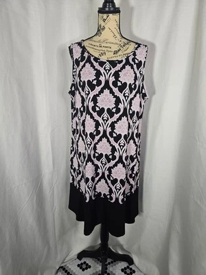 Ronni Nicole Black & Pink Damask Print Dress Women's Size XXL - Image 1 of 4
