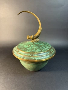 Vintage Art Deco Carl Sorensen Kupfer & Bronze bedeckt Schale Vogel Endstück - Bild 1 von 19