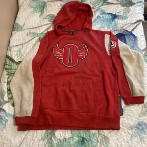 Vintage OUTKAST Clothing Co. Red Hoodie Sweatshirt Y2K Andre 3000 Big Boi XL - Bild 1 von 13