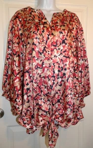 Preciosa Blusa CHICO'S Manga 3/4 Ancha Estampado Salmón/Negro/Blanco - 4 o XXL - Imagen 1 de 3