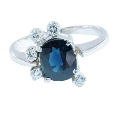 Weißgoldring mit Brillanten und Saphir – „Blauer Stern I“ - Bild 1 von 4