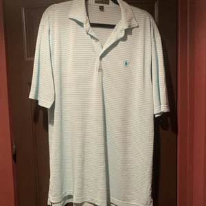 Peter Millar Sommer Komfort Poloshirt Herren große grüne Streifen Golf Performance - Bild 1 von 4
