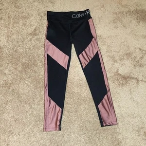 Calvin Klein Performance Wick Leggings Metallic Pink And Black Size Small - Bild 1 von 3