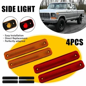 For 1973-79 Ford F100 150 250 350 4PCS Amber Red Front & Rear Side Marker Lights - Picture 1 of 12