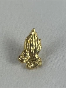Praying Hands Tie Tack Pin 1/2” Gold Tone Religious - Picture 1 of 3