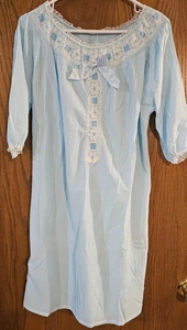 NOS Vintage Alvid Sleepwear Brushed Tricot Blue Gown Size M - Picture 1 of 9