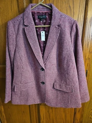 Chaqueta Blazer Talbots Mujer 18W Shetland Rosa Pata de Gallo Lana Clásica Preppy Foto 1 de 4