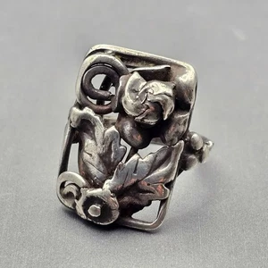 VTG Sterling Silver Leaf & Swirl Ring Size 5 Native American Style Acid Tested - Picture 1 of 9