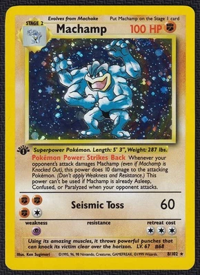Pokemon Machamp 8/102 Cosmos Holo 1st Edition Base Set CD Rom - Image 1 of 3
