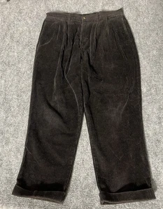 Rare Vintage DOCKERS Relaxed Fit Pleated Corduroy Pants 90s DarkBrown Size 38X29 - Picture 1 of 17
