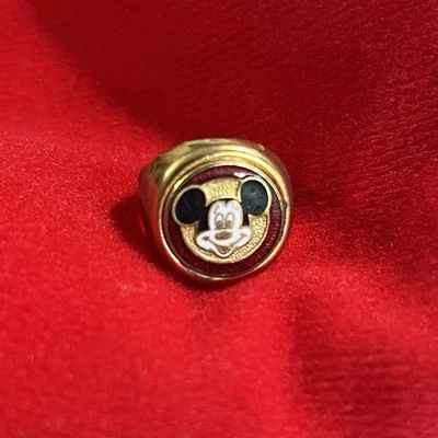 Anillo Vintage Ajustable Mickey Mouse Tono Dorado Hecho en Japón Foto 1 de 4