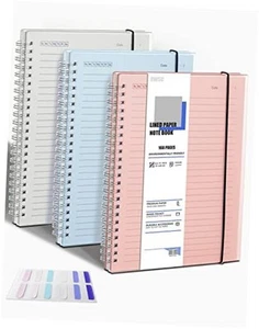 3 Pack Ruled Notebook, 8.5 x 11 Inches Spiral Notebooks for Ruled-A4-3 Pcs - Picture 1 of 7