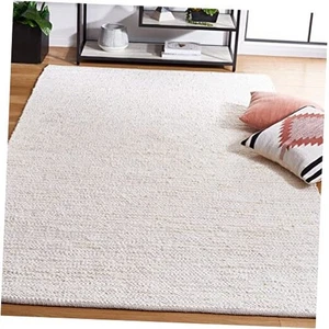  Natura Collection Area Rug - 5' x 8', Ivory & Beige, Handmade Flat Weave Wool  - Picture 1 of 7
