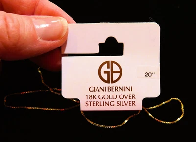 Cadena de oro de 18 quilates sobre plata de ley de Giani Bernini veneciana caja de 20" ¡NUEVA regalo! Foto 1 de 4