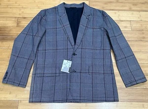 VTG 90’s Y2K Structure 100% Cotton Houndstooth Blazer Men’s Size XL Gray Purple - Picture 1 of 12