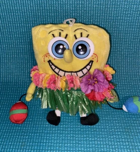 VTG Y2K Sponge Bob Applause Beanie Plush Hula Skirt Hawaiian Luau 6” 2003 - Picture 1 of 9