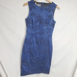 Jay Godrey Dress Size 8 Blue Black Floral Print Sleeveless Sheath - Picture 1 of 3