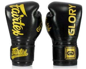 Genuine Fairtex Limited Edition GLORY Boxing Gloves Leather Black/Gold BGVG1 - Picture 1 of 7