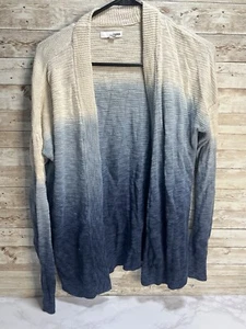 Sonoma Womens Sweater Tan Blue Ombre Cardigan Workwear Boho Momcore Medium - Picture 1 of 3