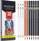 Professional Colored Charcoal Pencils Drawing Set, 10 Pieces Black White Charcoa