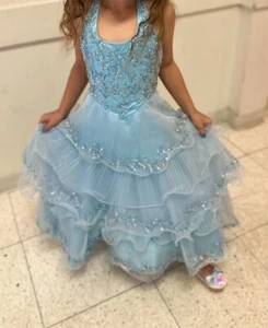 Girls Sz 6 Perfect Angel Light Blue Pageant Dress - Picture 1 of 10