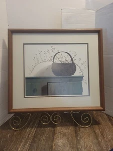 Pauline Eble Campanelli, Print "Wild Rose Berries" Basket Farm Primitive 21x18 - Picture 1 of 8