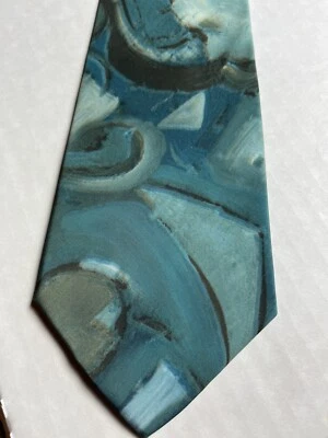 Geoffrey Beene Watercolor Neck Tie Turquoise Abstract USA 🇺🇸 - Imagem 1 de 4