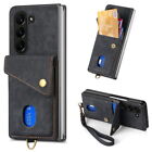 For Samsung Galaxy Z Fold5 Fold4 Fold3 Leather Card Wallet Hand Chain Case Cover
