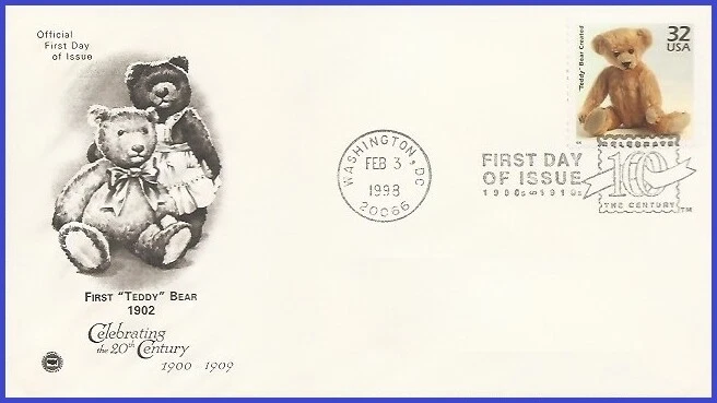 USA5 #3182k U/A PCS ARTCRAFT FDC   1900 Teddy Bear Created - Image 1 of 1