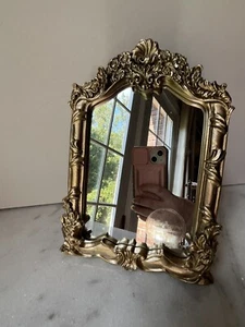 ORNATE Gold ornate Easel Back Table Top Easel Mirror 8.5”x6” - Picture 1 of 11