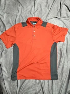 Men's PGA Tour Airflux Orange & Grey Short Sleeve Golf Polo Shirt Medium  - Picture 1 of 12