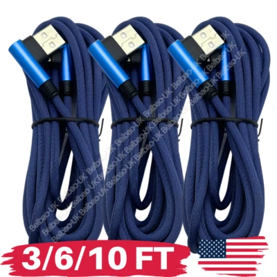 90 Degree Elbow USB Charger Cable 3/6/10FT For iPhone 14 13 12 11 Charging Cord - Image 1 of 4