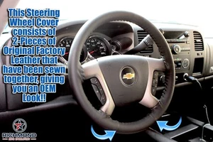 2008 2009 Hummer H2 SUV SUT -Genuine Leather Wrap Steering Wheel Cover, Black - Bild 1 von 12