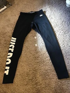 USED Nike leggings black sz sm just do it on leg - Picture 1 of 4
