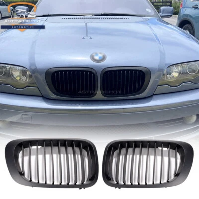 For 1999-2002 BMW E46 2D Coupe 325Ci 330Ci Front Kidney Grille Grill Matte Black Foto 1 de 4