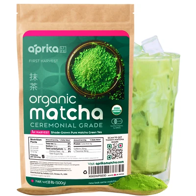 APRIKA LIFE 1st Harvest Ceremonial Grade Matcha Green Tea Powder, made in Japan, 1.1 Lbs