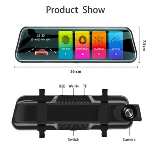 1080P 10"Dual Lens HD Car DVR Rearview Video Dash Cam Recorder Camera G-Sensor - Picture 1 of 11