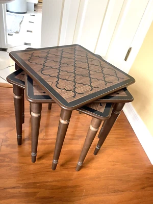 MCM set of 3  Retro Laminate Stacking/ Nesting Tables NICE HEAVY CONSTRUCTION - Image 1 of 4