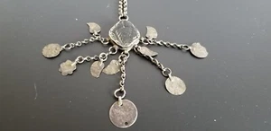 Antike osmanische Silber Beduinen Halskette mit Habhad Stein Handarbeit حجر الهبهاب - Bild 1 von 9