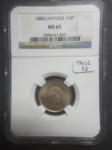 1888 JAMAICA FARTHING NGC MS65 only one higher!  - Picture 1 of 2