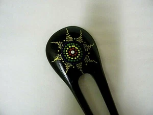 HANDCRAFTED HAND PAINTED WOODEN BALINESE INDONESIA HAIR STICK ORNAMENT ACH10004 - Picture 1 of 4