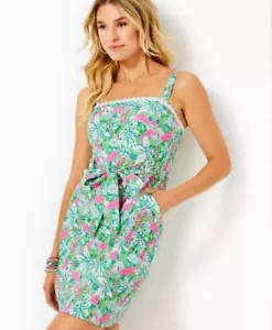 Lilly Pulitzer Kensington Stretchkleid botanisch grün Just Wing It Gr. 8 neu mit Etikett - Bild 1 von 10