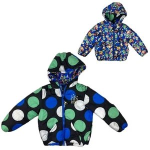 Bit’z Kids Size 6 (120) Down Puffer Jacket Reversible Pockets Polka Dots Circus - Picture 1 of 19